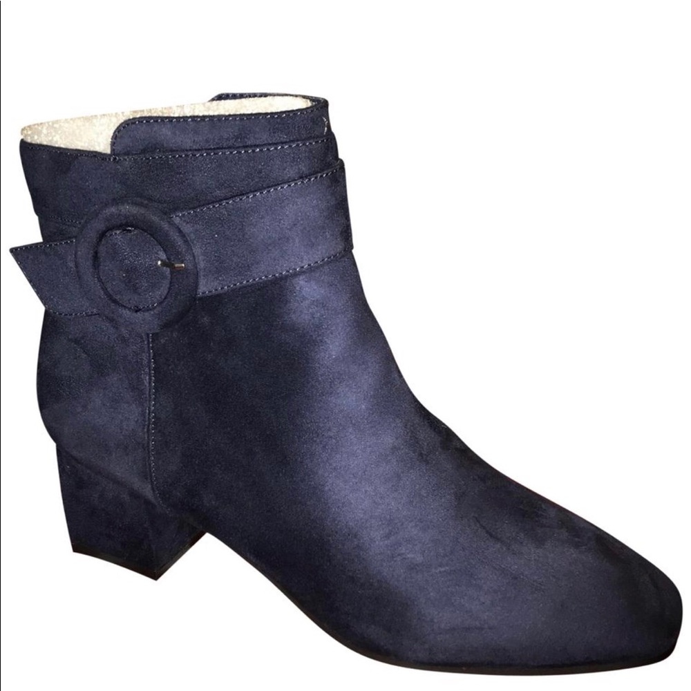 IMPO Navy Suede Stretch Booties, Size 10